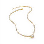 Collana Tennis Con Cuore In Acciaio Inossidabile