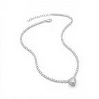 Collana Tennis Con Cuore In Acciaio Inossidabile