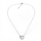 Collana Cuore Doppio con Zirconi In Acciaio Inossidabile