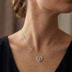 Collana Cuore Doppio con Zirconi In Acciaio Inossidabile