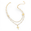 Collana Doppia con Croce e Medaglietta In Acciaio Inossidabile