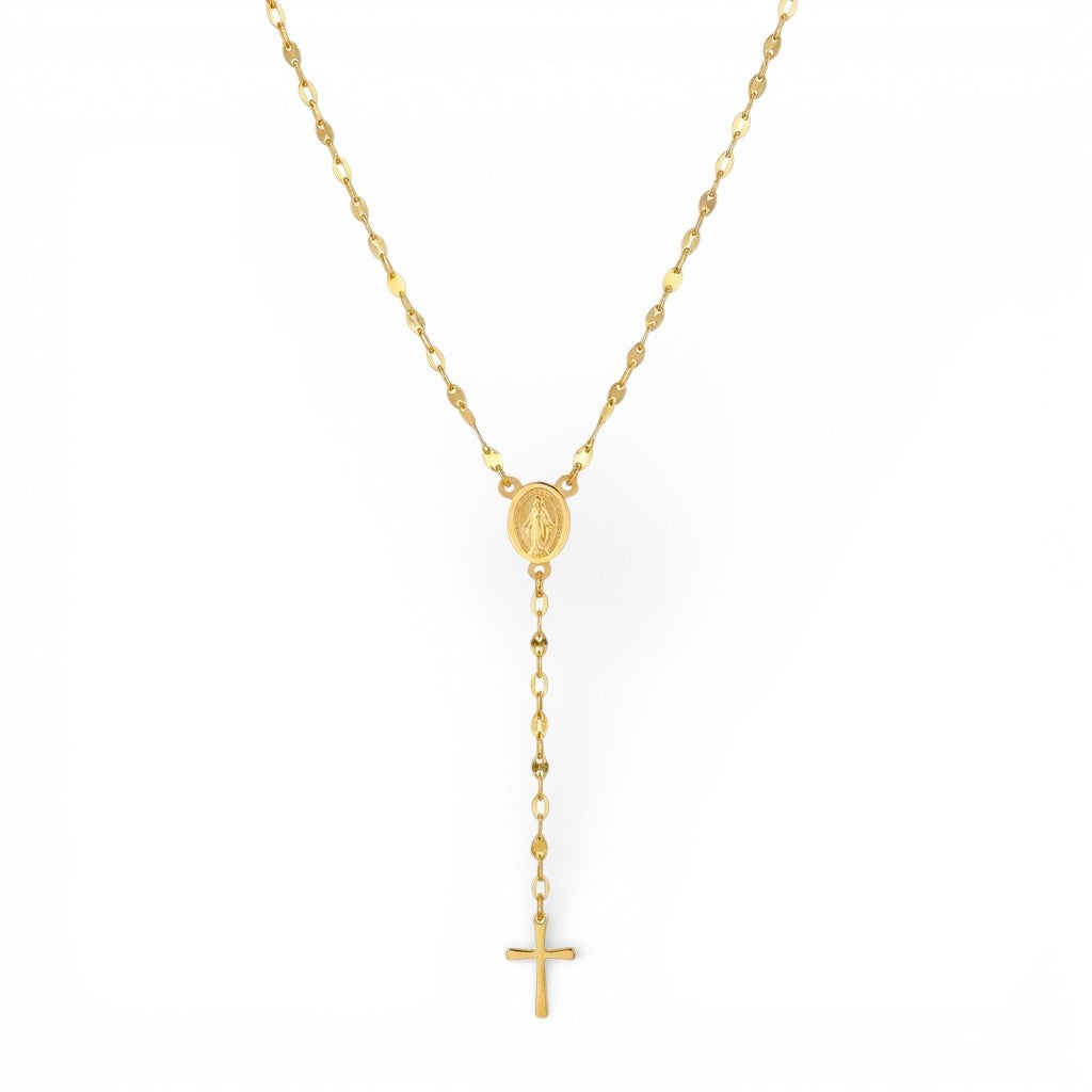 Collana Rosario con Madonna e Croce In Acciaio Inossidabile