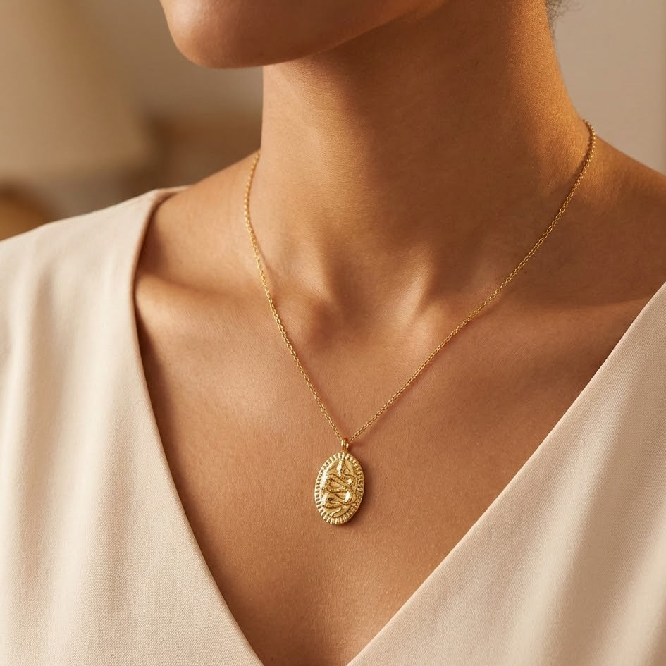 Collana Medaglia Serpente In Acciaio Inossidabile