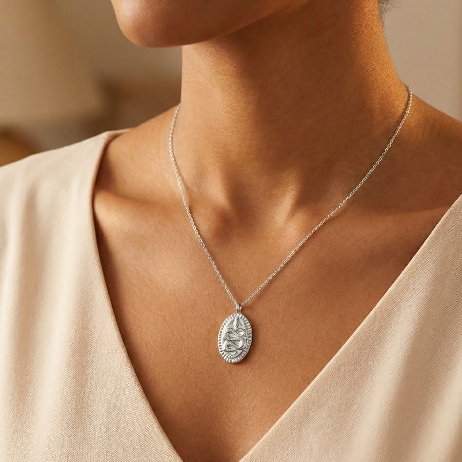 Collana Medaglia Serpente In Acciaio Inossidabile