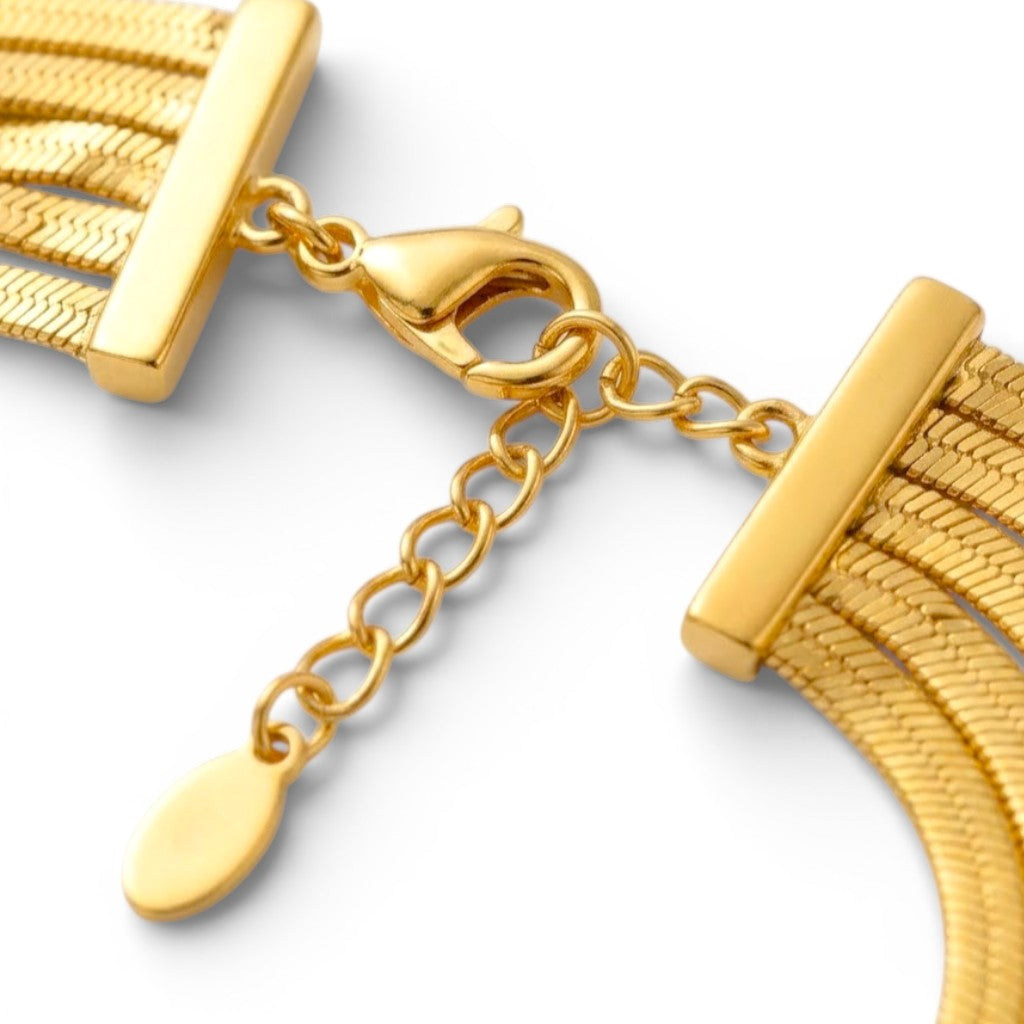 Collana Multi-filo a Fascia Piatta in Acciaio Inossidabile