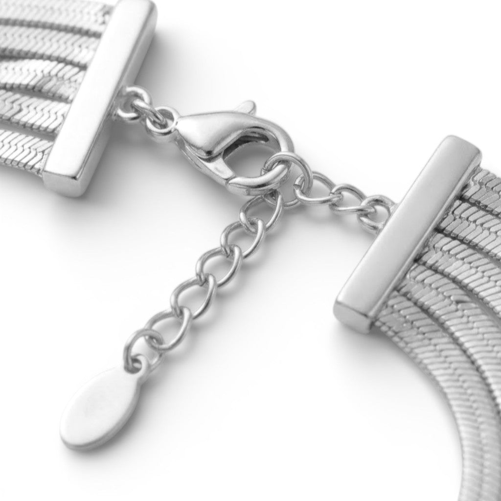 Collana Multi-filo a Fascia Piatta in Acciaio Inossidabile
