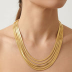 Collana Multi-filo a Fascia Piatta in Acciaio Inossidabile