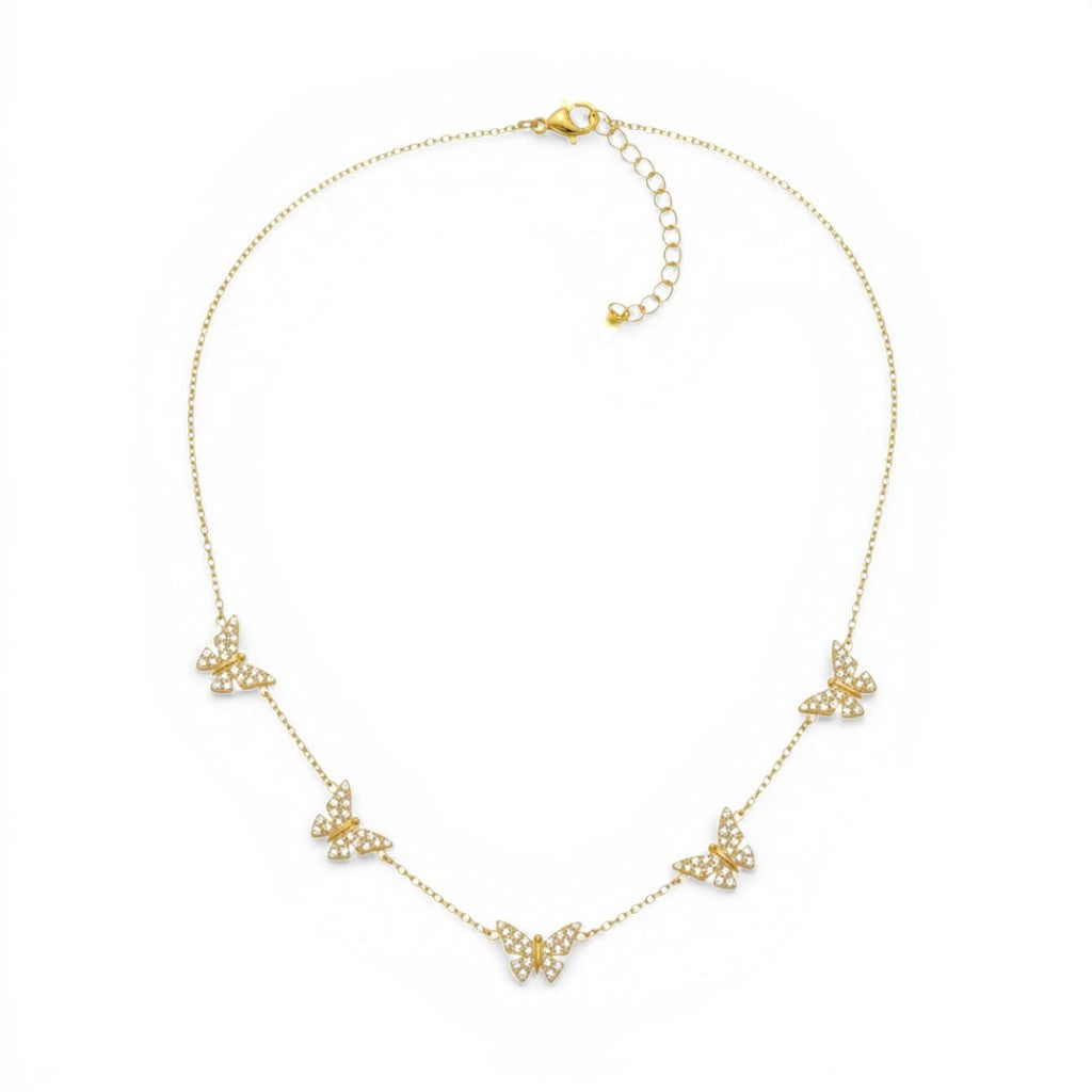 Collana Cinque Farfalle In Acciaio Inossidabile