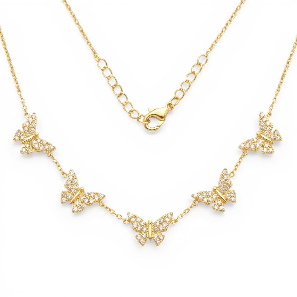 Collana Cinque Farfalle In Acciaio Inossidabile