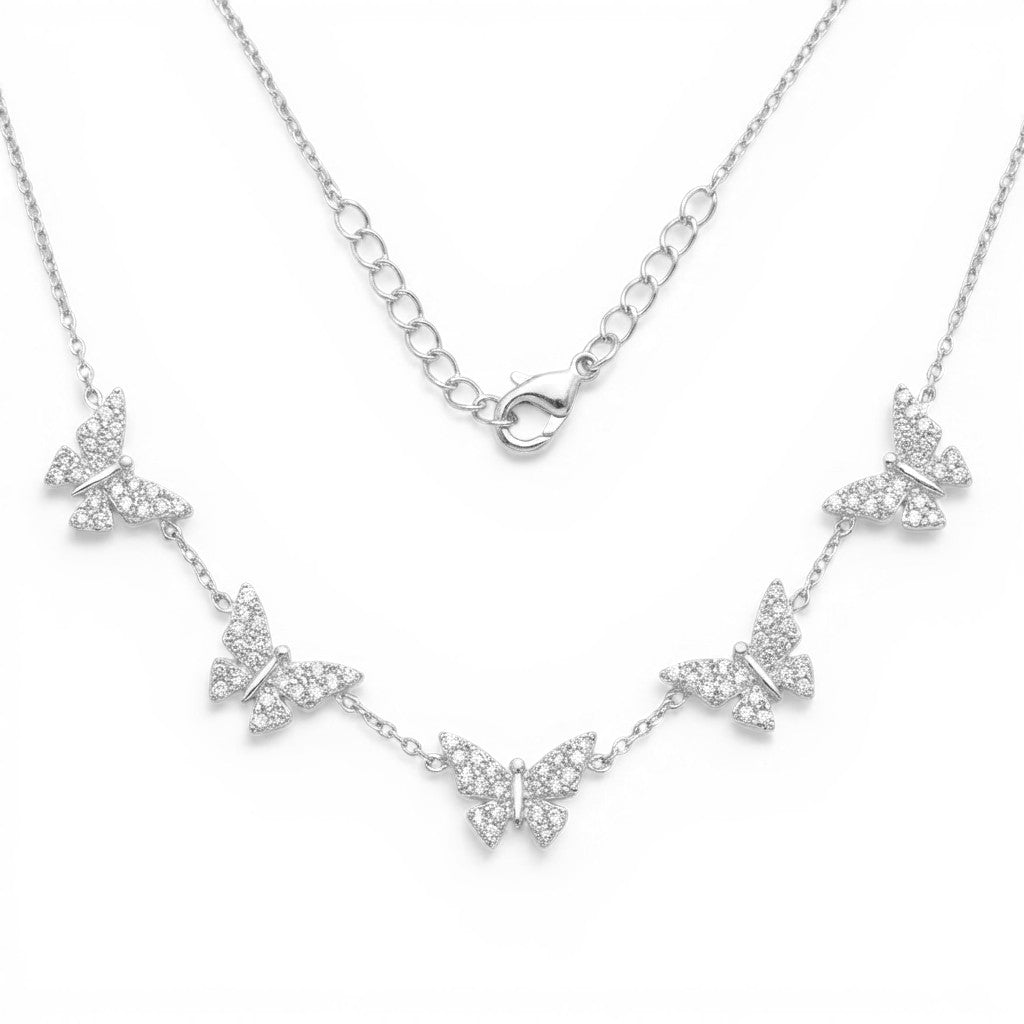 Collana Cinque Farfalle In Acciaio Inossidabile