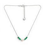 Collana Sottile con Perla Centrale e Cristalli Rossi In Acciaio Inossidabile