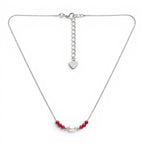 Collana Sottile con Perla Centrale e Cristalli Rossi In Acciaio Inossidabile