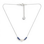 Collana Sottile con Perla Centrale e Cristalli Rossi In Acciaio Inossidabile