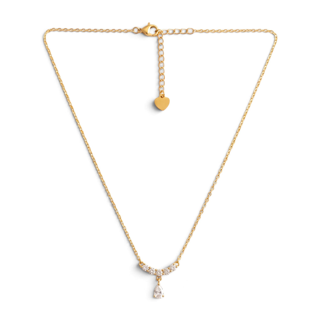Collana Girocollo Punto Luce a Goccia con Zirconi In Acciaio Inossidabile