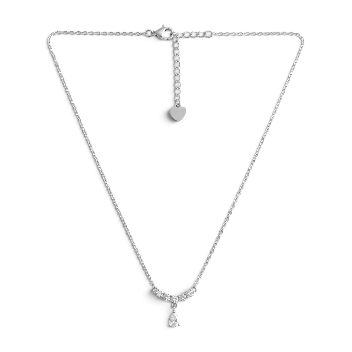 Collana Girocollo Punto Luce a Goccia con Zirconi In Acciaio Inossidabile
