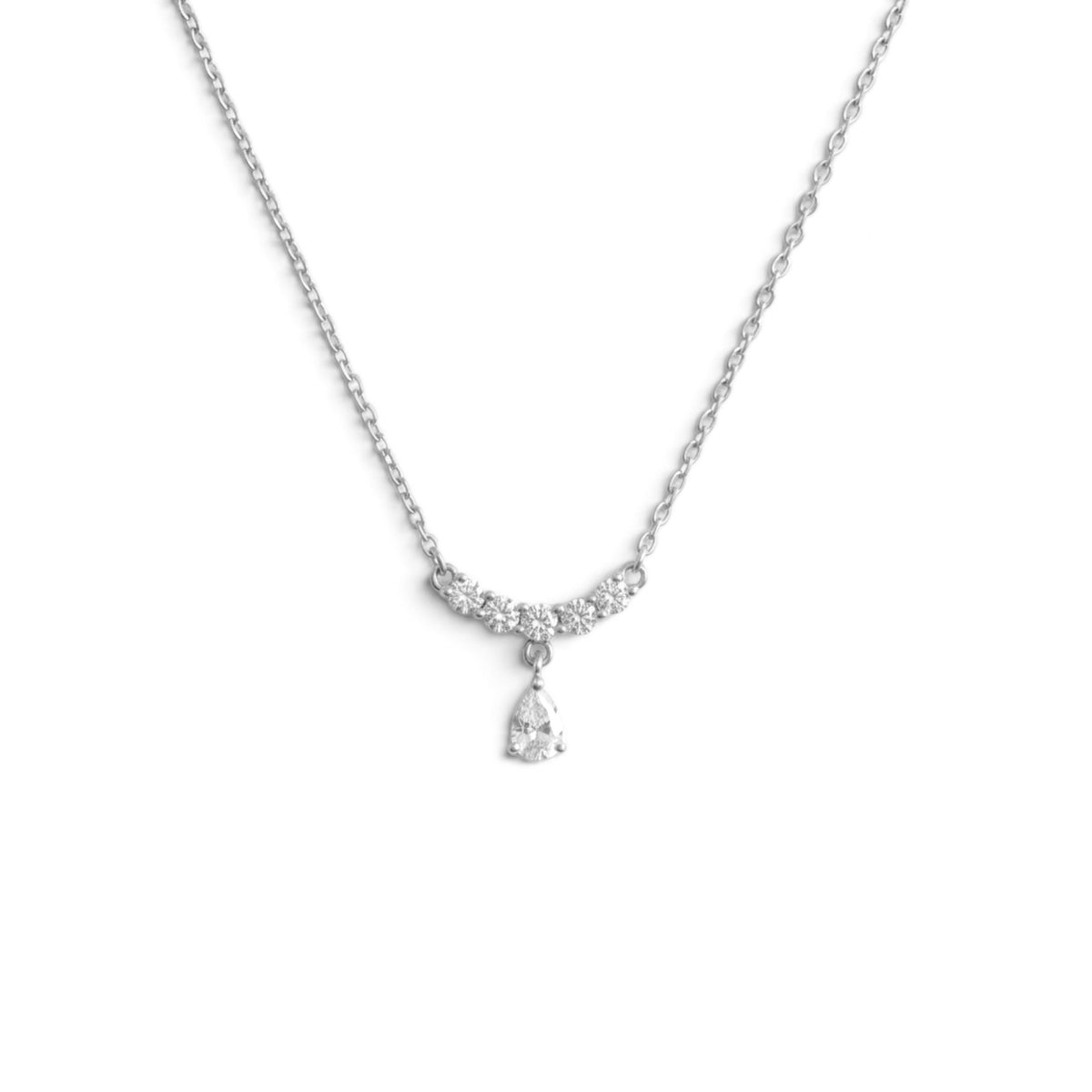 Collana Girocollo Punto Luce a Goccia con Zirconi In Acciaio Inossidabile