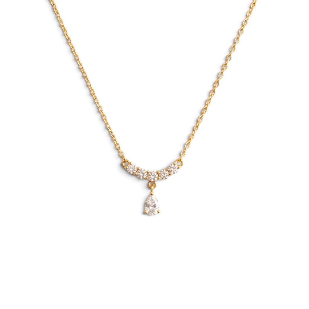 Collana Girocollo Punto Luce a Goccia con Zirconi In Acciaio Inossidabile