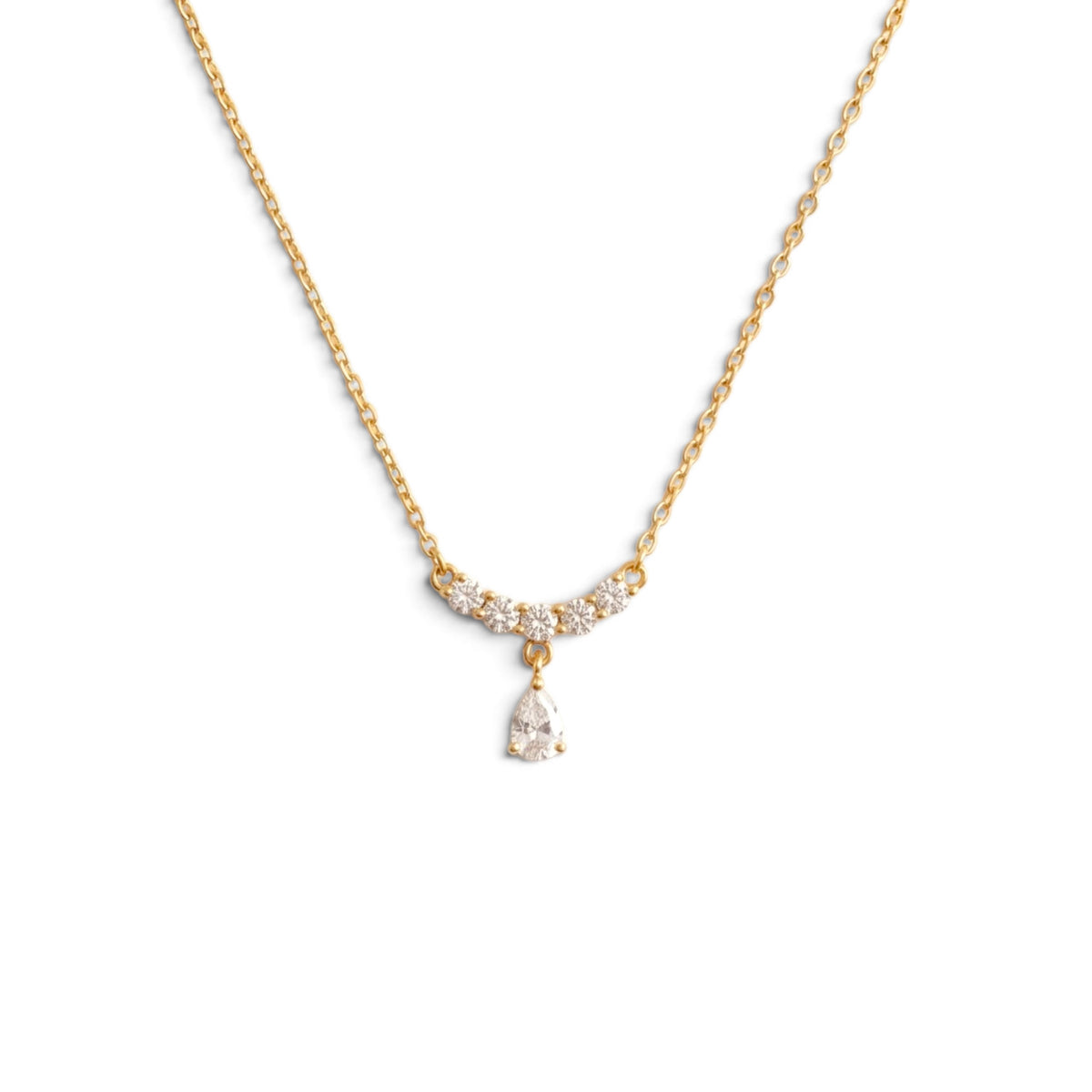 Collana Girocollo Punto Luce a Goccia con Zirconi In Acciaio Inossidabile