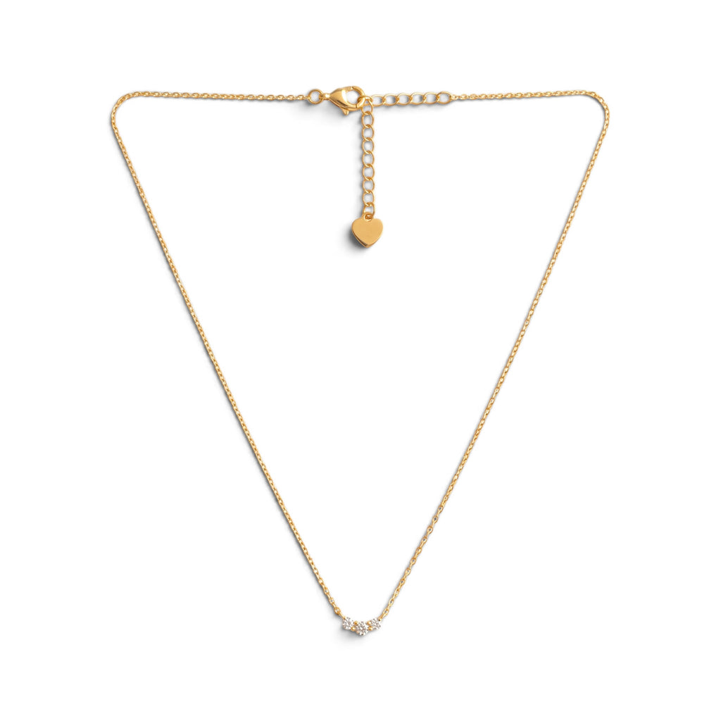 Collana Punto Luce a Tris di Zirconi In Acciaio Inossidabile