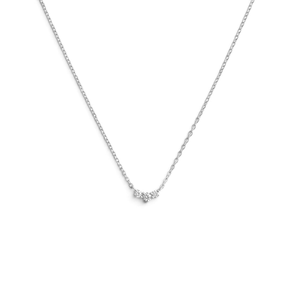 Collana Punto Luce a Tris di Zirconi In Acciaio Inossidabile
