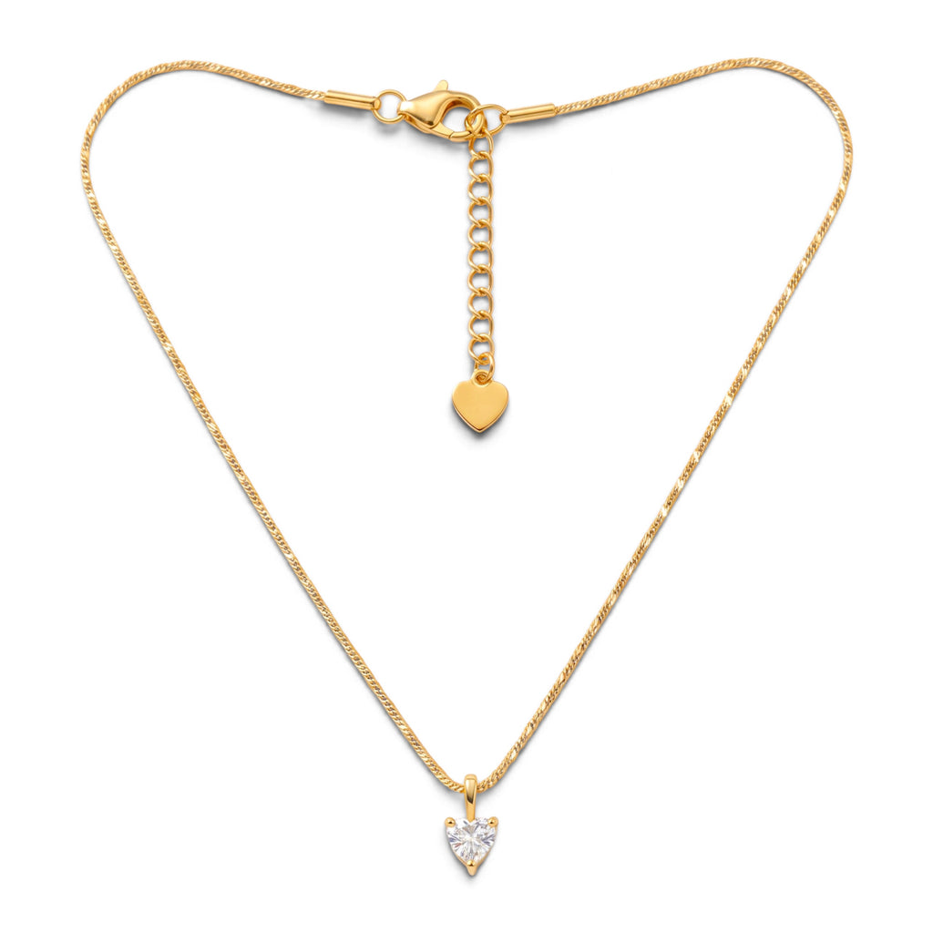Collana Punto Luce Cuore Solitario In Acciaio Inossidabile