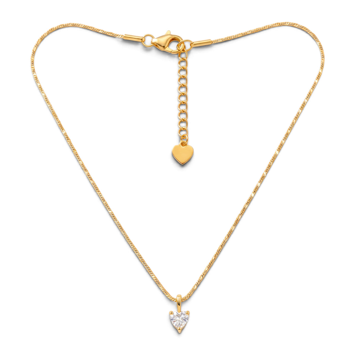 Collana Punto Luce Cuore Solitario In Acciaio Inossidabile