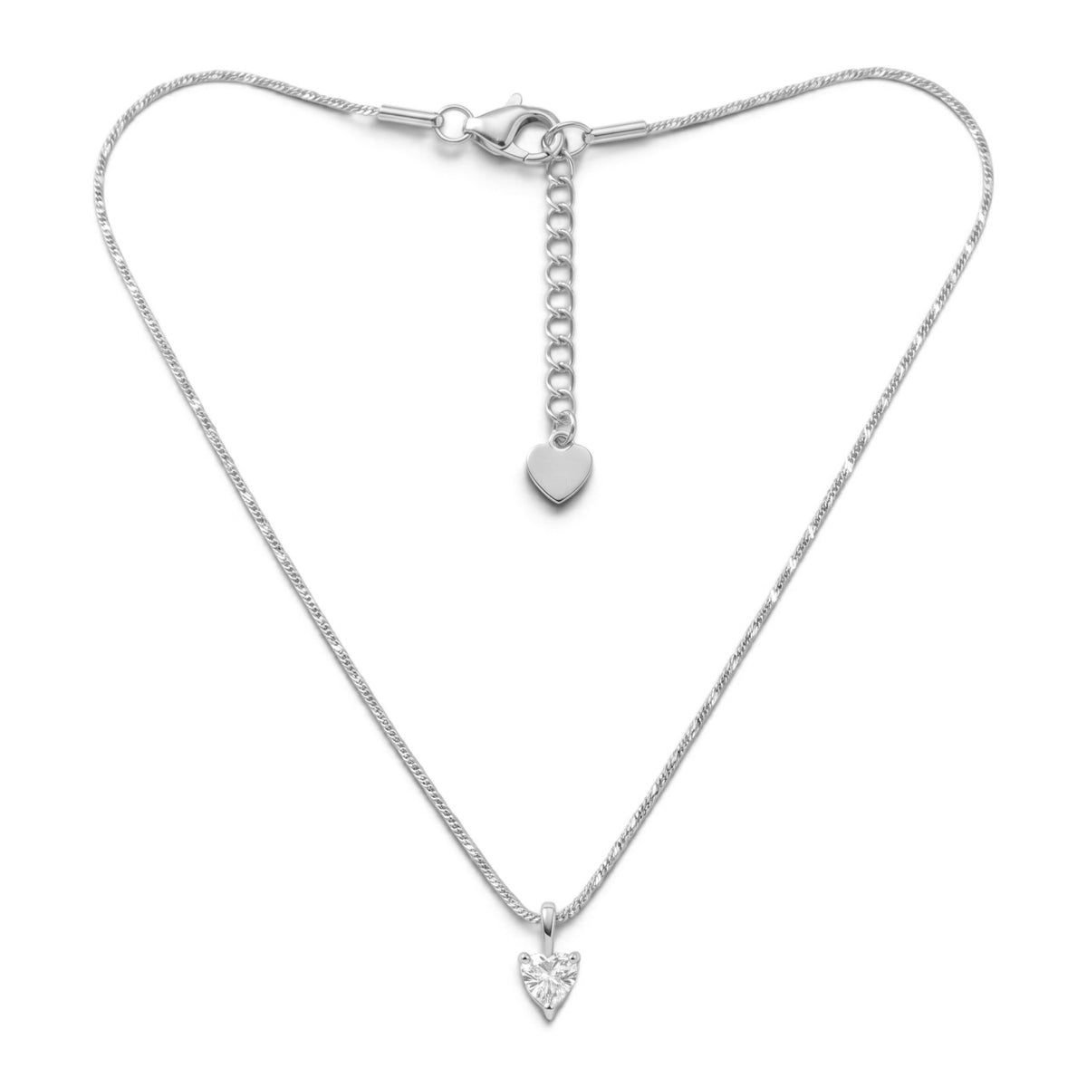 Collana Punto Luce Cuore Solitario In Acciaio Inossidabile
