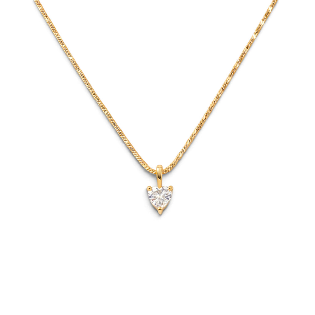 Collana Punto Luce Cuore Solitario In Acciaio Inossidabile
