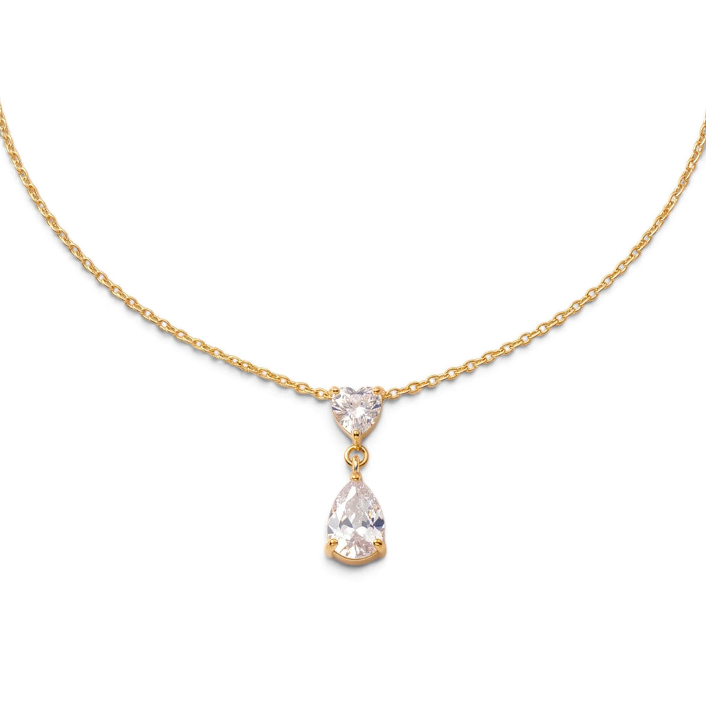 Collana Girocollo Punto Luce Cuore e Goccia In Acciaio Inossidabile