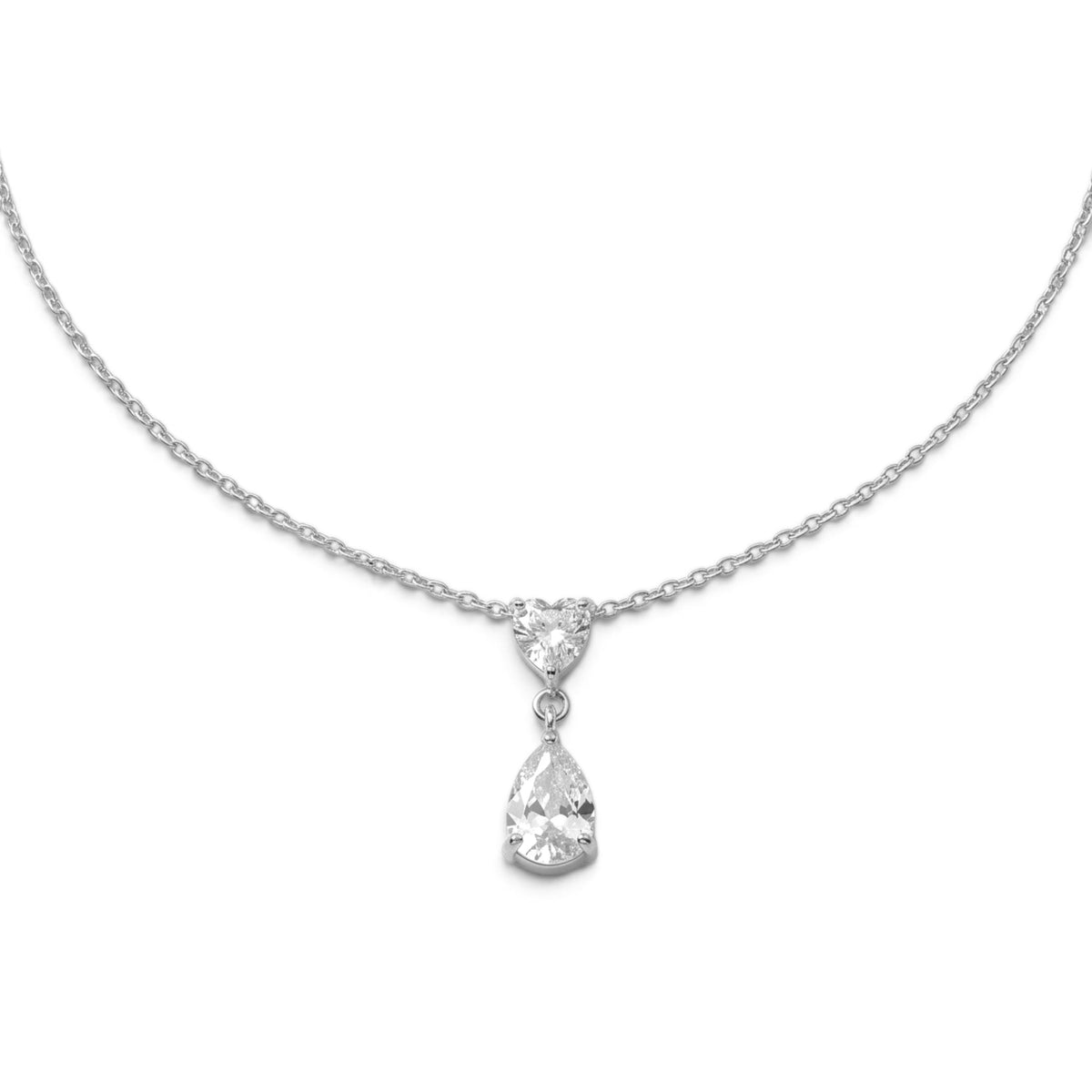 Collana Girocollo Punto Luce Cuore e Goccia In Acciaio Inossidabile