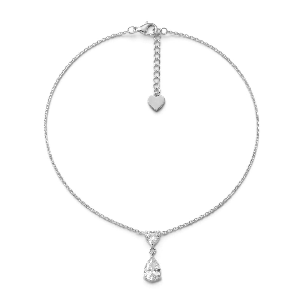Collana Girocollo Punto Luce Cuore e Goccia In Acciaio Inossidabile