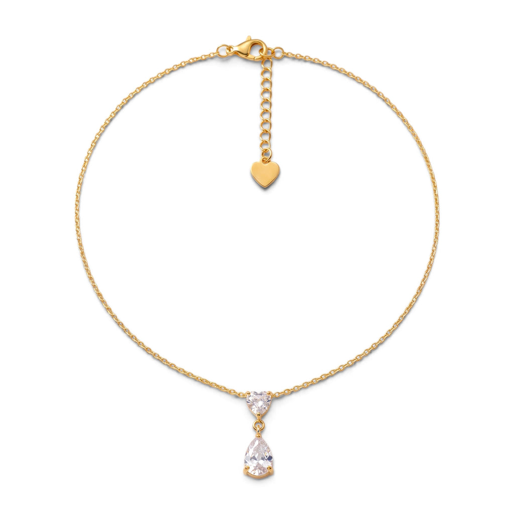 Collana Girocollo Punto Luce Cuore e Goccia In Acciaio Inossidabile