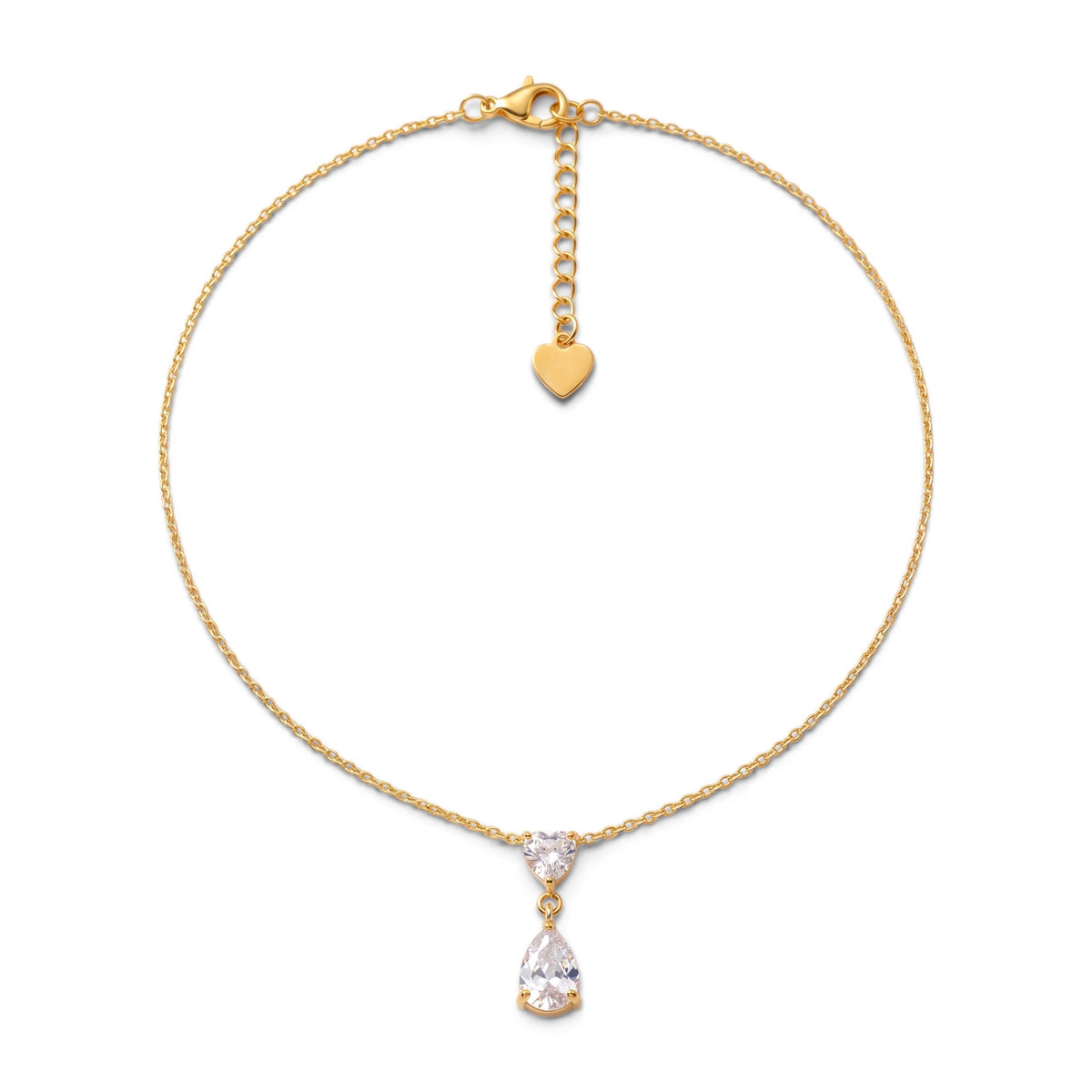Collana Girocollo Punto Luce Cuore e Goccia In Acciaio Inossidabile