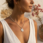 Collana Medaglia Marina Sabbiata con Conchiglia e Corallo In Acciaio Inossidabile