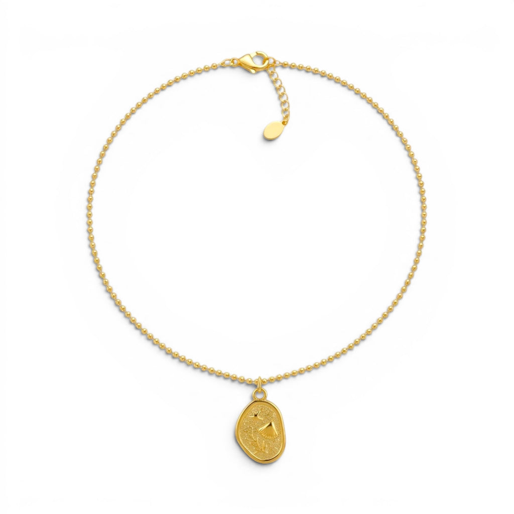 Collana Medaglia Marina Sabbiata con Conchiglia e Corallo In Acciaio Inossidabile