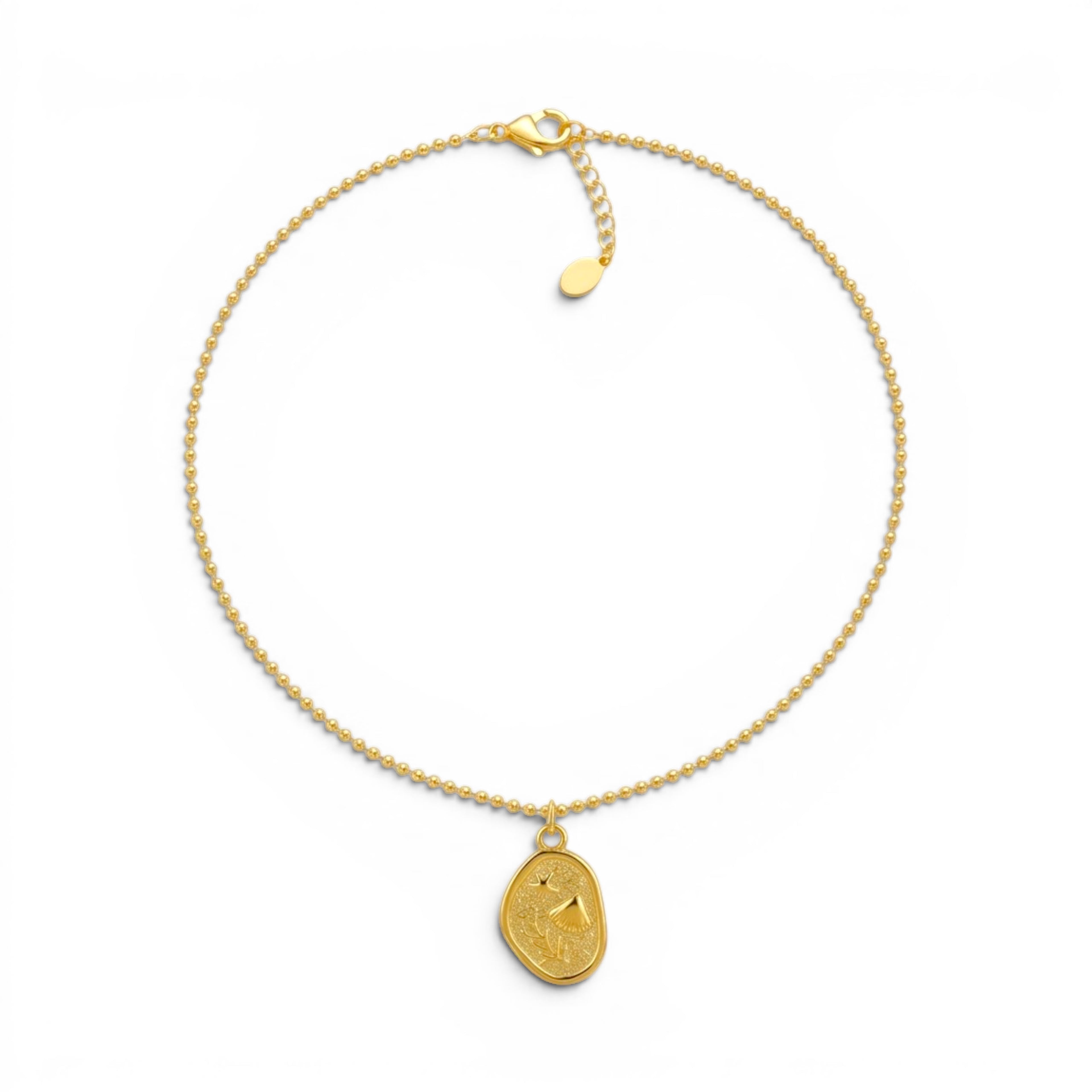 Collana Medaglia Marina Sabbiata con Conchiglia e Corallo In Acciaio Inossidabile