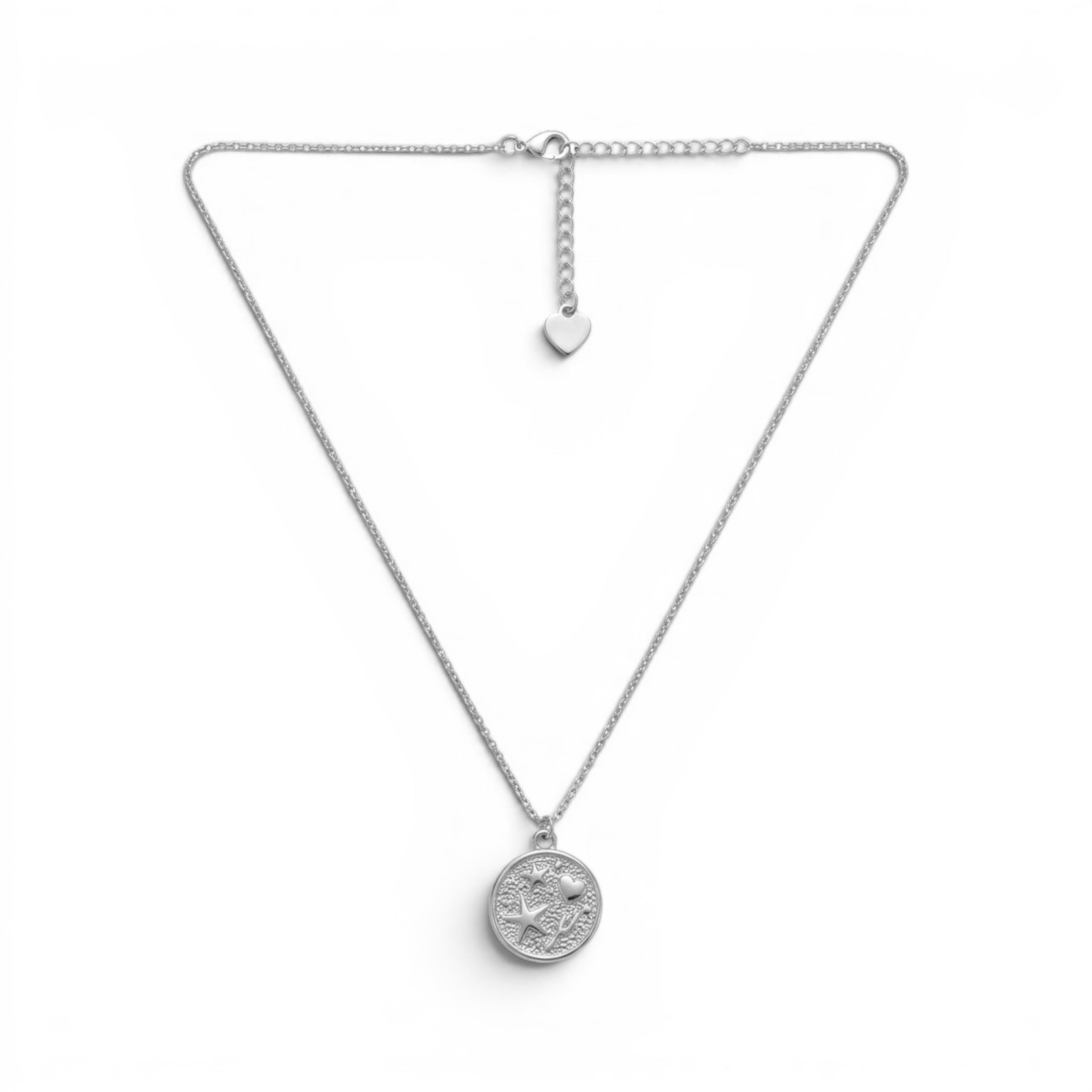 Collana Medaglia Marina Sabbiata e Stelle Marine In Acciaio Inossidabile