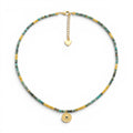 Collana Amuleto con Perline Turchesi In Acciaio Inossidabile