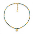 Collana Amuleto con Perline Turchesi In Acciaio Inossidabile