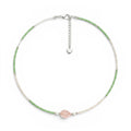 Collana Summer con Foglia in Pietra Rosa e Perline In Acciaio Inossidabile