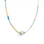 Collana Pastel Mix con Sfera Centrale in Pietra In Acciaio Inossidabile