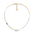 Collana Pastel Mix con Sfera Centrale in Pietra In Acciaio Inossidabile