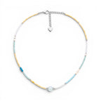 Collana Pastel Mix con Sfera Centrale in Pietra In Acciaio Inossidabile