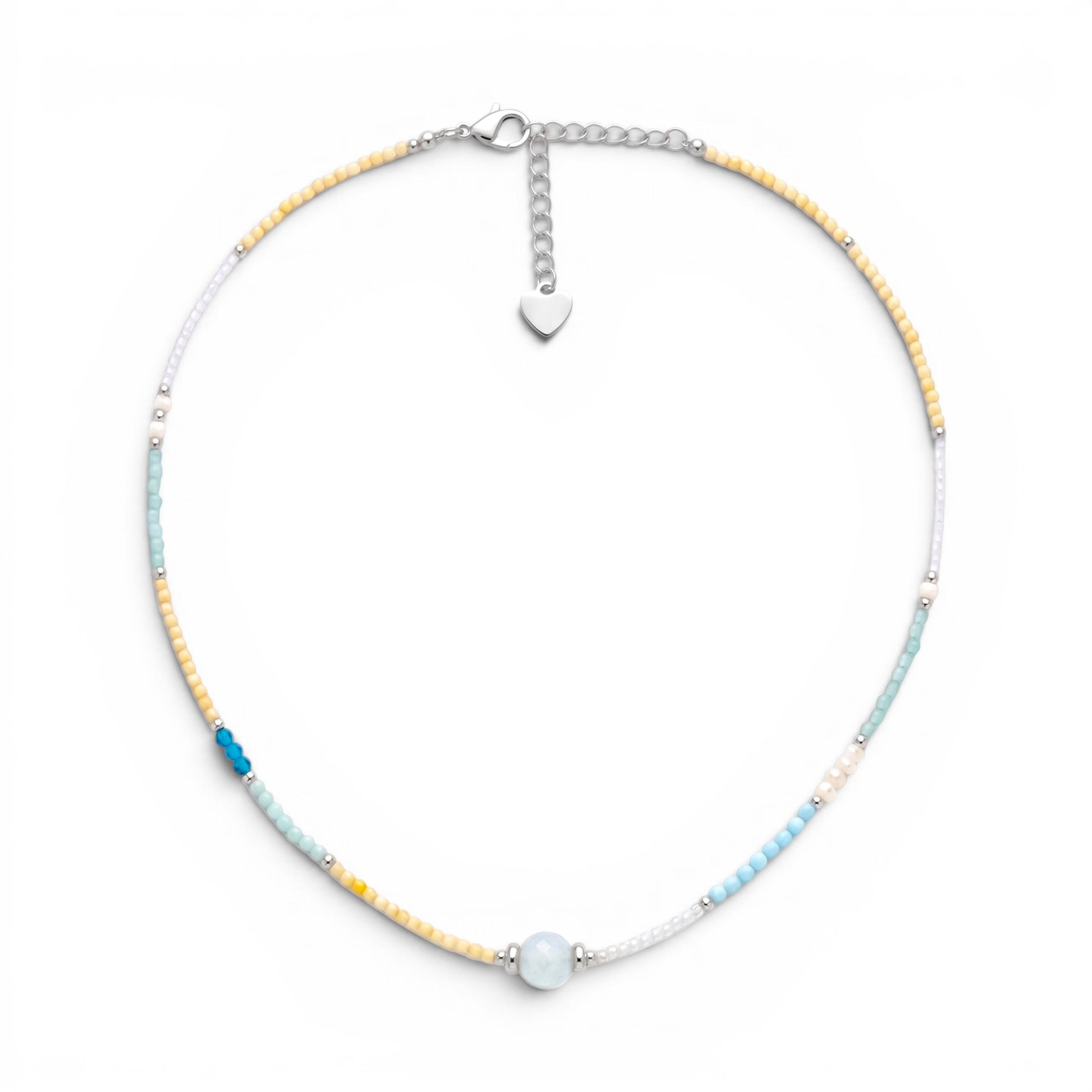 Collana Pastel Mix con Sfera Centrale in Pietra In Acciaio Inossidabile