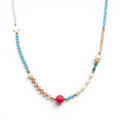 Collana Candy Pop con Pietra Fucsia e Perle In Acciaio Inossidabile