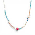Collana Candy Pop con Pietra Fucsia e Perle In Acciaio Inossidabile