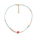Collana Candy Pop con Pietra Fucsia e Perle In Acciaio Inossidabile