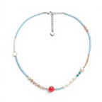Collana Candy Pop con Pietra Fucsia e Perle In Acciaio Inossidabile