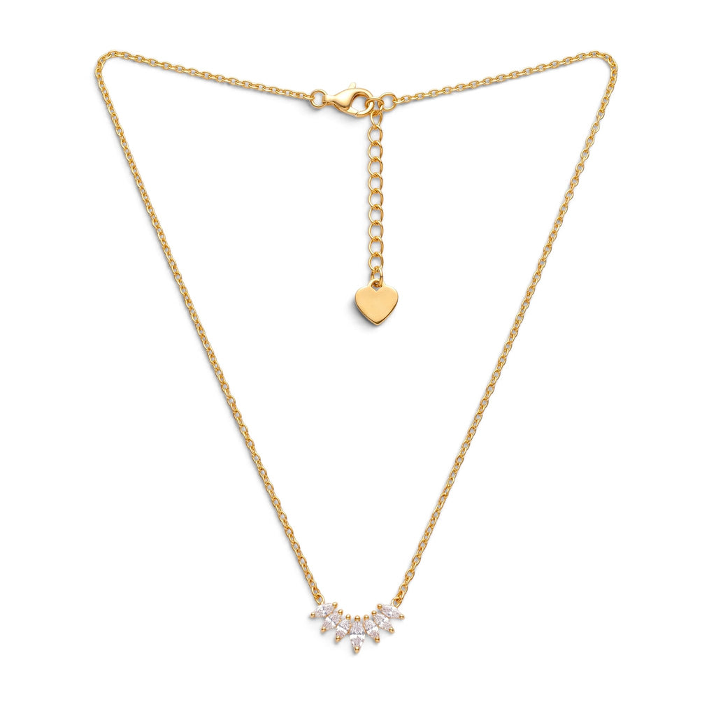 Collana Raggiera Navette con Zirconi In Acciaio Inossidabile