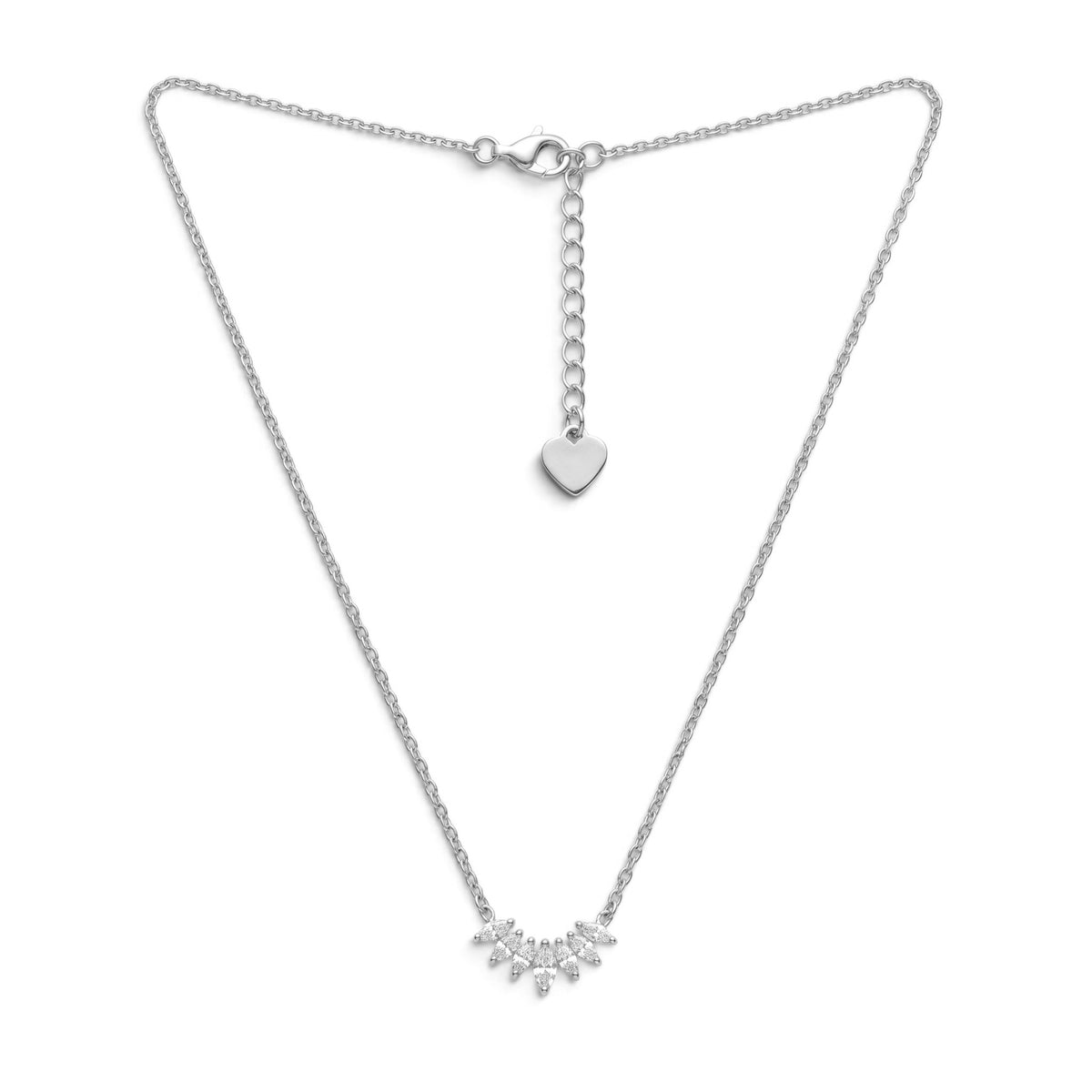 Collana Raggiera Navette con Zirconi In Acciaio Inossidabile